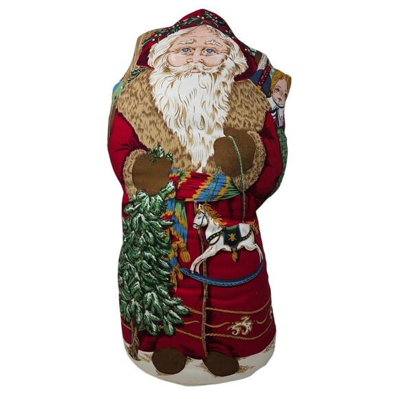 Vintage 80s Handmade Stand Up Santa Plush Pillow Christmas Holiday Traditional - Picture 1 of 4